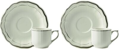 Gien Filet Taupe Espresso Cups &amp; Saucers 16922PTC26, MPN: 16922PTC26, 840769029146