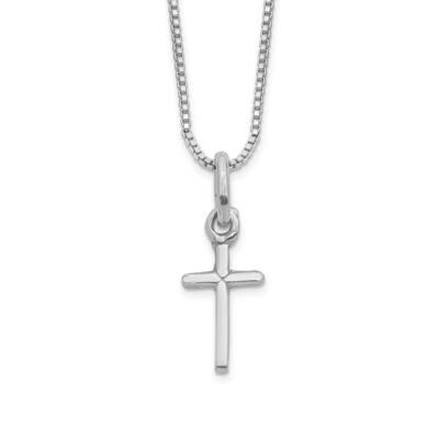 Sterling Silver Rhodium-plated Cross Necklace with Pink Pouch GM18042, MPN: GM18042,