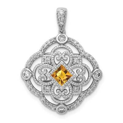 .39 Citrine Fancy Pendant 14k White Gold Diamond PM3943-CI-038-WA, MPN: PM3943-CI-038-WA,