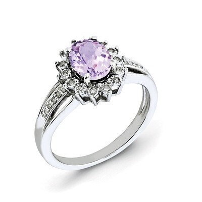 Pink Quartz Ring Sterling Silver Diamond QR3047PQ, MPN: QR3047PQ, 883957361765