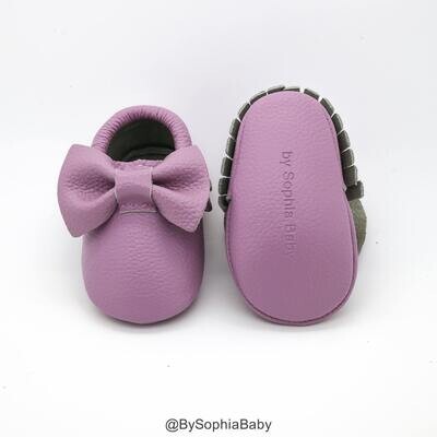 Baby Moccasins Lavender Moccasins Baby Leather Shoes Genuine Leather Moccs Toddler Bow Moccasins Ba…