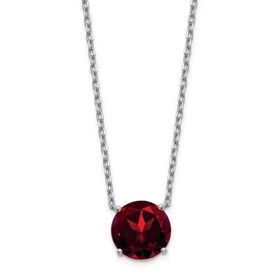 Burgundy Swarovski Crystal with 2 inch Extender Neckl Sterling Silver Rhodium-plated QG5524-16.5, M…