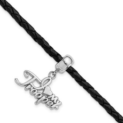 Polished I Heart My Trooper Bead Leather Bracelet Sterling Silver PBS003BDSSBR, MPN: PBS003BDSSBR, …