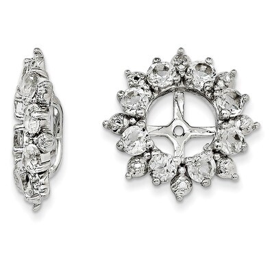 Diamond &amp; White Topaz Earring Jacket Sterling Silver Rhodium QJ119APR, MPN: QJ119APR, 191101387432
