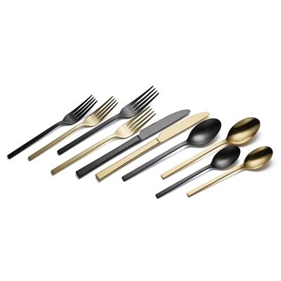 Oneida Allay 40 Piece Flatware Set Black And Gold B1083040A, MPN: B1083040A, 79363143181