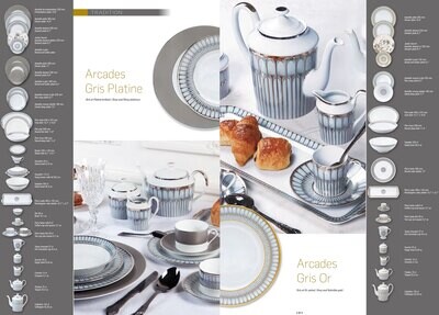 Deshoulieres Arcades Grey &amp; Shiny Platinum Flat Round Dish 032093, MPN: 32093, 3104363026879