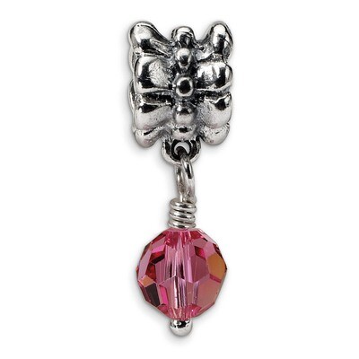 Pink Swarovski Elements Dangle Bead Sterling Silver QRS540, MPN: QRS540, 883957724515