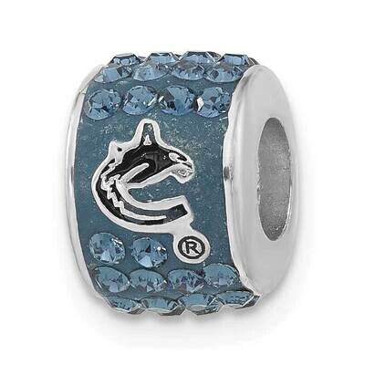 NHL Vancouver Canucks Polished Blue Crystal Bead Charm Sterling Silver CUC070CHM-SS, MPN: CUC070CHM…