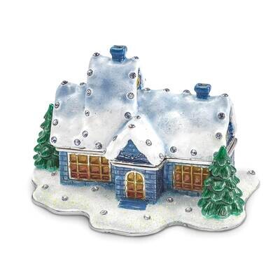 Winter Dreams Cozy Snow Covered House Trinket Box Bejeweled BJ4094, MPN: BJ4094, 191101910463