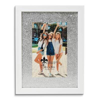 White and Silver-tone Glitter Mat 4 x 6 Inch Photo Picture Frame GM25468, MPN: GM25468, 751148081634