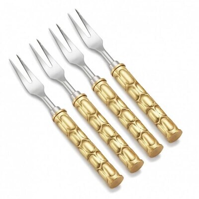 Mary Jurek Helios Brass Cocktail Fork 4 Piece Box 6.25&quot; L BHL010, MPN: BHL010, 817658014811