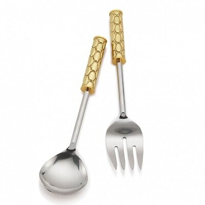 Mary Jurek Helios Brass Salad Set with Box 12&quot; L BHL011, MPN: BHL011, 817658014828