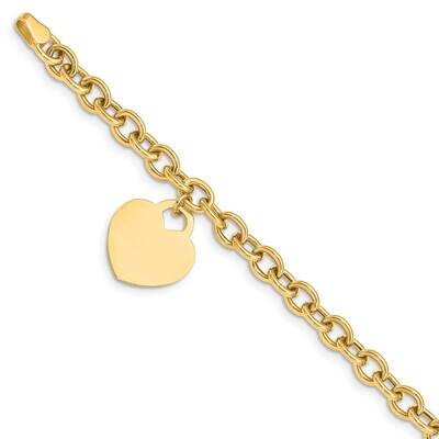 Heart Charm Hollow Bracelet 7.25 Inch 10k Gold 10SF1510-7.25, MPN: 10SF1510-7.25,