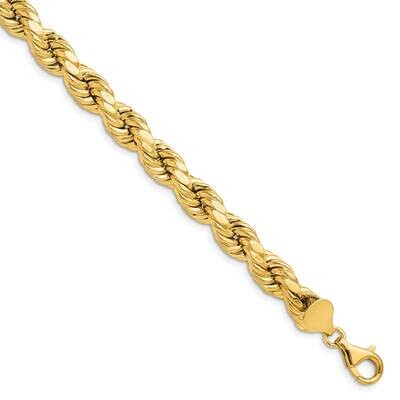 8mm Semi-Solid Diamond-Cut Rope Chain 9 Inch 10k Gold 10DH060-9, MPN: 10DH060-9,
