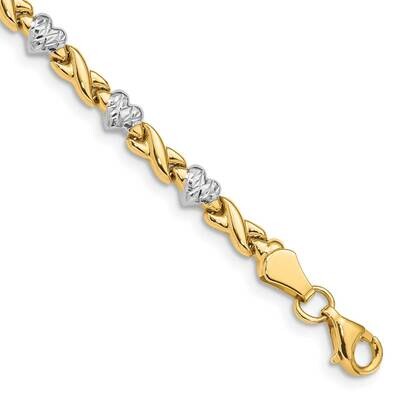 Rhodium Polished Heart X Bracelet 7 Inch 10k Gold 10SF1487-7, MPN: 10SF1487-7,