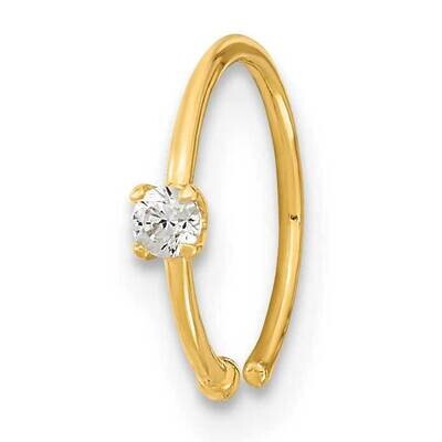 20 Gauge CZ Hoop Nose Ring Body Jewelry 10k Gold 10BD202, MPN: 10BD202,