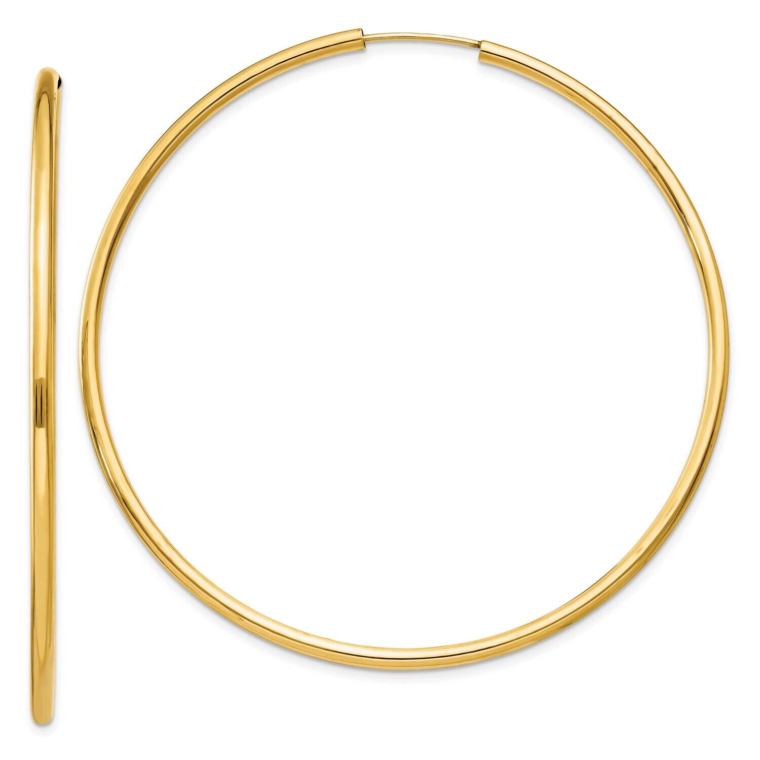 Round Endless 2mm Hoop Earrings 10k Polished Gold 10H987, MPN: 10H987,