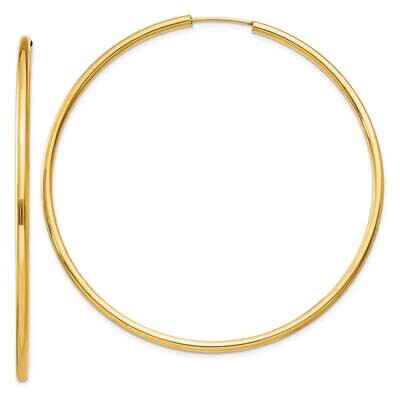 Round Endless 2mm Hoop Earrings 10k Polished Gold 10H987, MPN: 10H987,