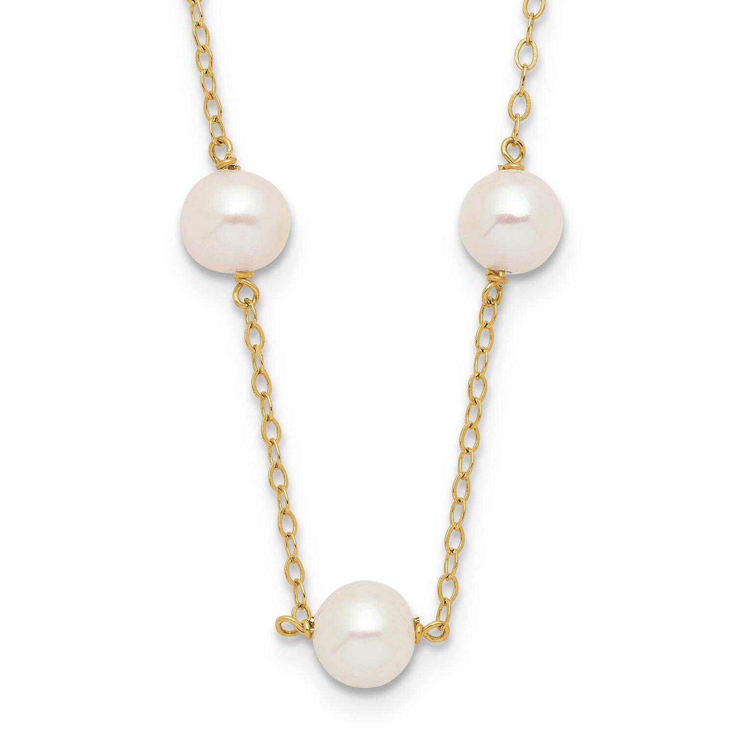 5.5-6.5mm White Near Round Fw Cultured Pearl 12-Station Necklace 10k Gold 10PR56-16, MPN: 10PR56-16,