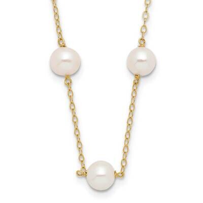 5.5-6.5mm White Near Round Fw Cultured Pearl 12-Station Necklace 10k Gold 10PR56-16, MPN: 10PR56-16,
