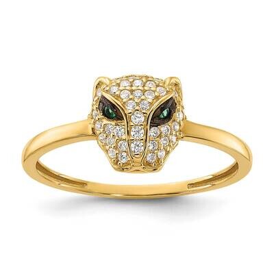 Clear Green CZ Lioness Head Ring 10k Polished Gold 10C1505, MPN: 10C1505,