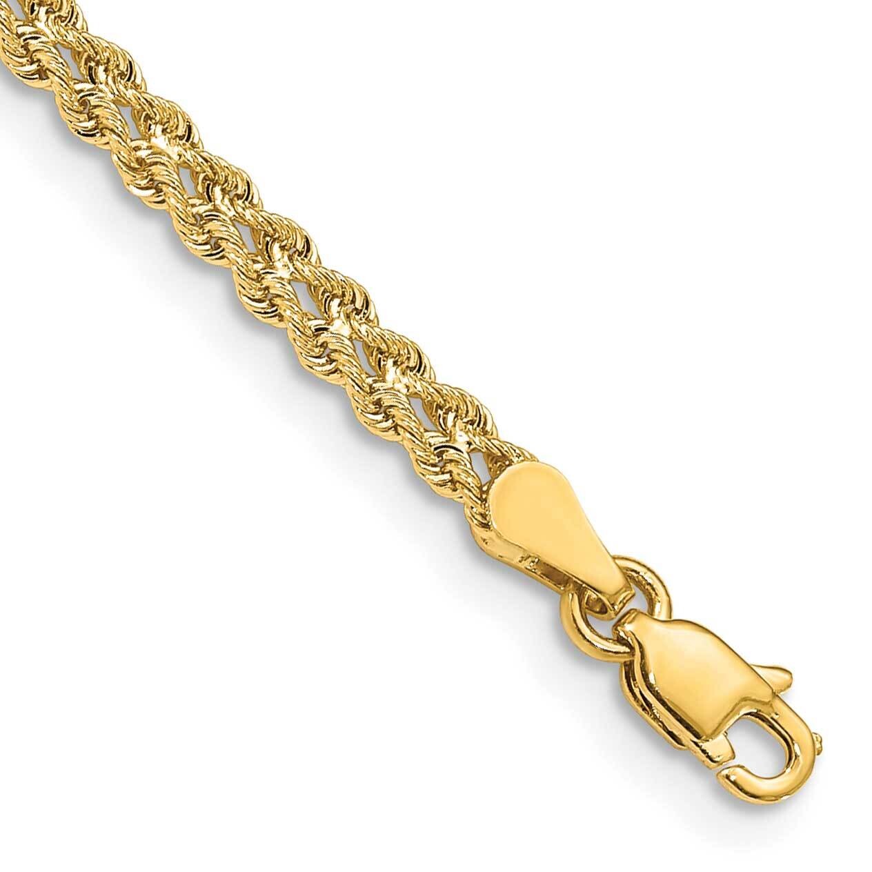3.0mm Wide Double StrRope Bracelet 8 Inch 10k Gold 10K012S2-8, MPN: 10K012S2-8,