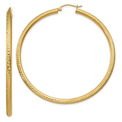 Diamond-Cut 3mm Round Hoop Earrings 10k Gold 10TC273, MPN: 10TC273, 196904147719