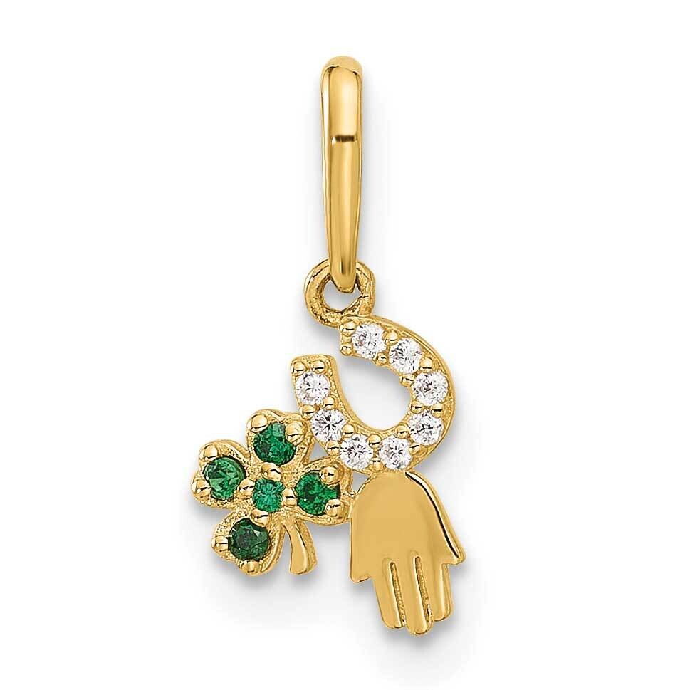 Clover Horseshoe Hamsa CZ Luck Pendant 10k Polished Gold 10C1485, MPN: 10C1485,