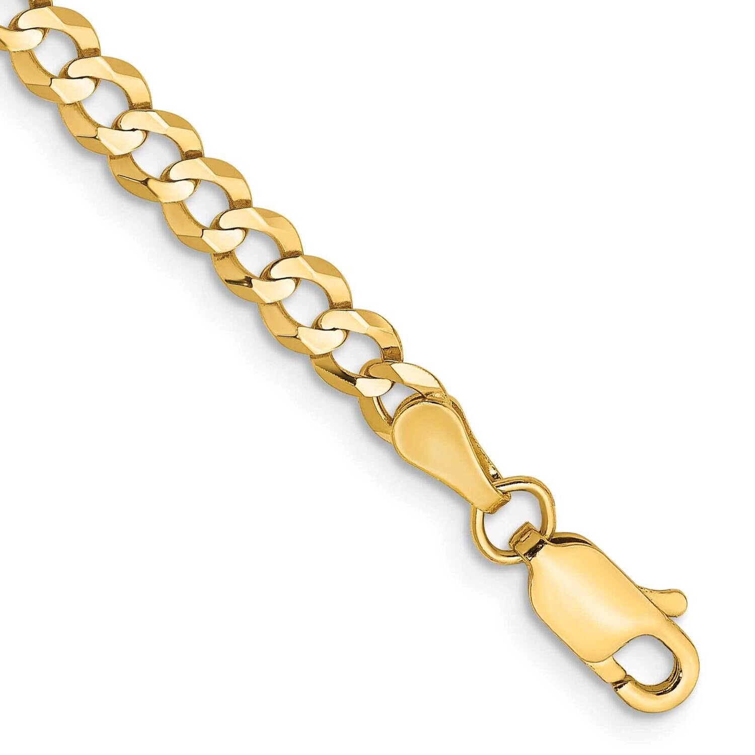 3.7mm Lightweight Flat Cuban Chain 9 Inch 10k Gold 10LCB100-9, MPN: 10LCB100-9,