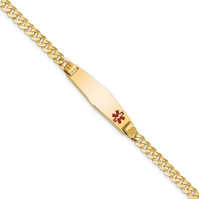 Medical Soft Diamond Shape Red Enamel Curb Link Id Bracelet 8 Inch 10k Gold 10XM554FC-8, MPN: 10XM5…