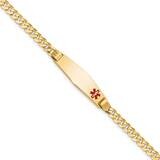 Medical Soft Diamond Shape Red Enamel Curb Link Id Bracelet 8 Inch 10k Gold 10XM554FC-8, MPN: 10XM5…