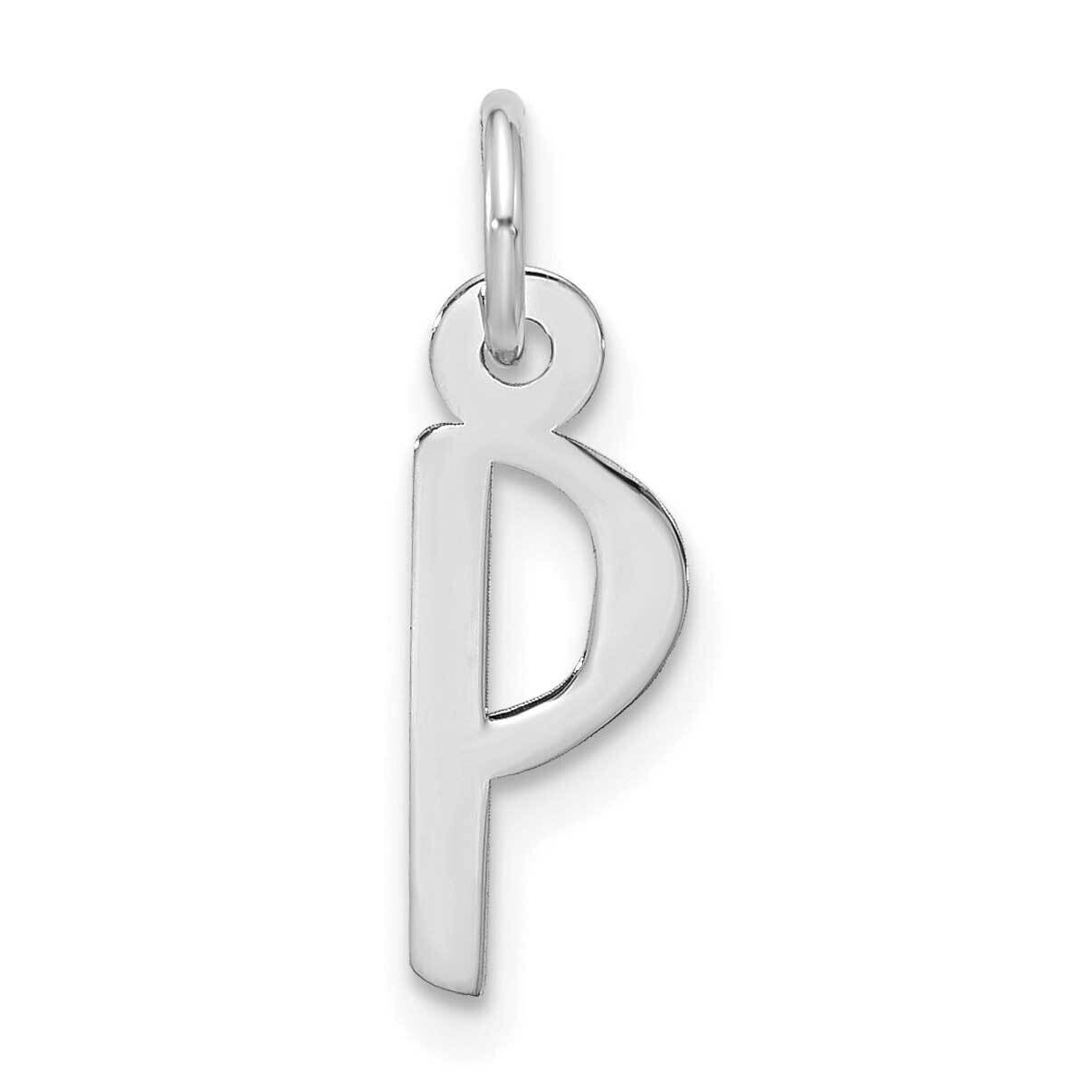 Large Slanted Block Initial P Charm 10k White Gold 10WC1555P, MPN: 10WC1555P,