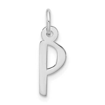 Large Slanted Block Initial P Charm 10k White Gold 10WC1555P, MPN: 10WC1555P,