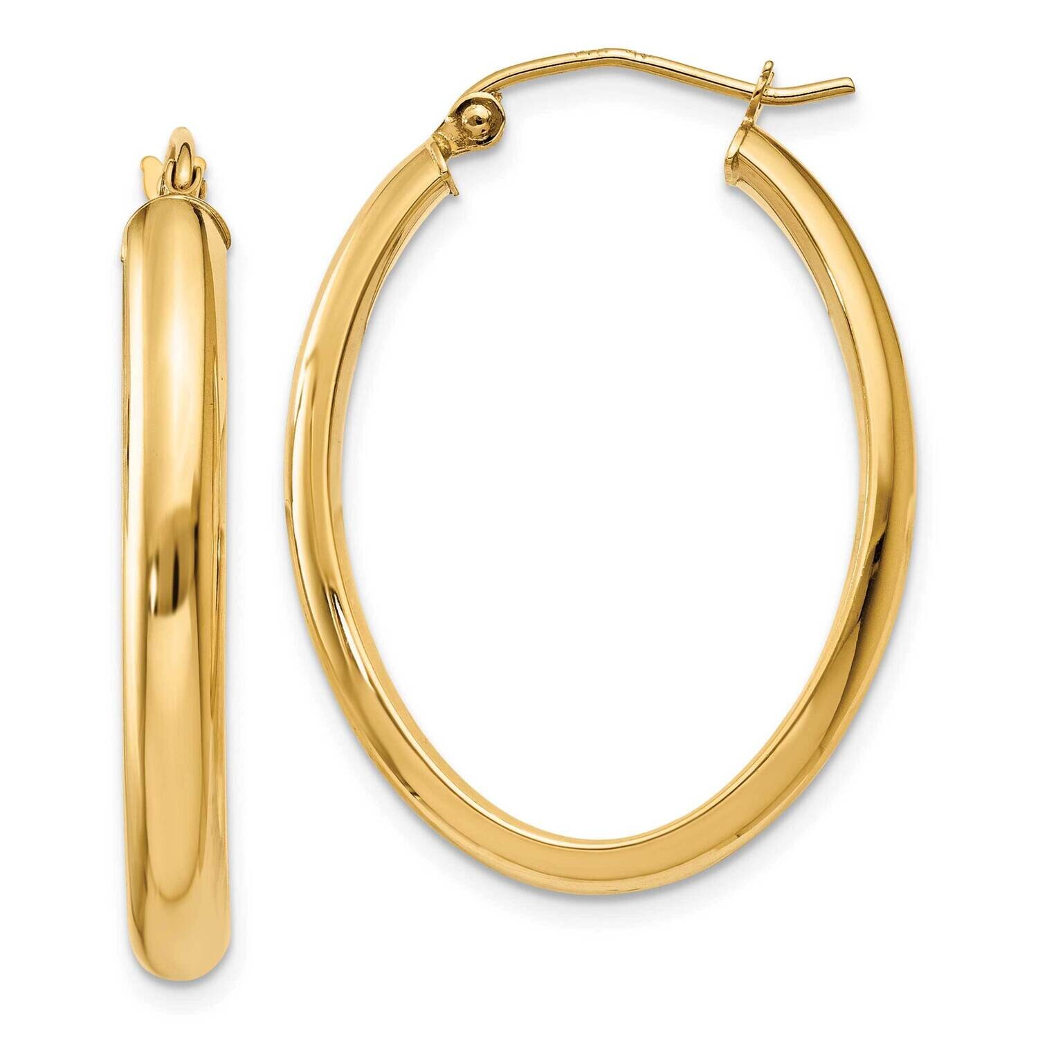 3.5mm Oval Hoop Earrings 10k Polished Gold 10TC189, MPN: 10TC189,