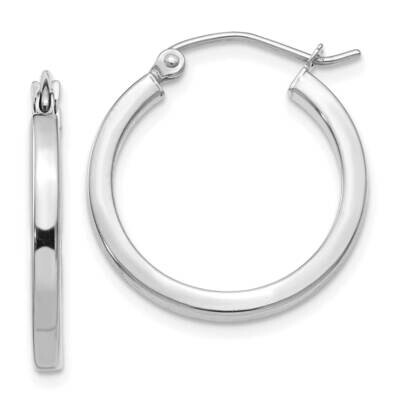 2mm Square Tube Hoops Earrings 10k White Gold 10T1083, MPN: 10T1083,