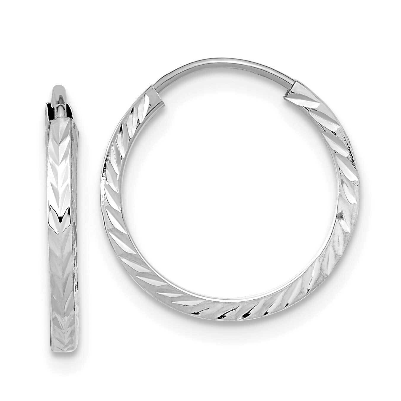 Diamond-Cut Square Tube Endless Hoop Earrings 10k White Gold 10TF993W, MPN: 10TF993W,