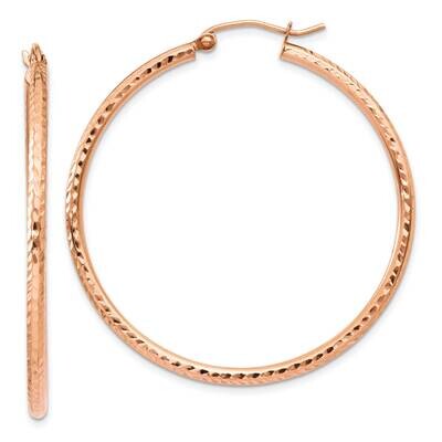 Polished Lightweight Large Diamond-Cut Tube Hoop Earrings 10k Rose Gold 10TF819, MPN: 10TF819,