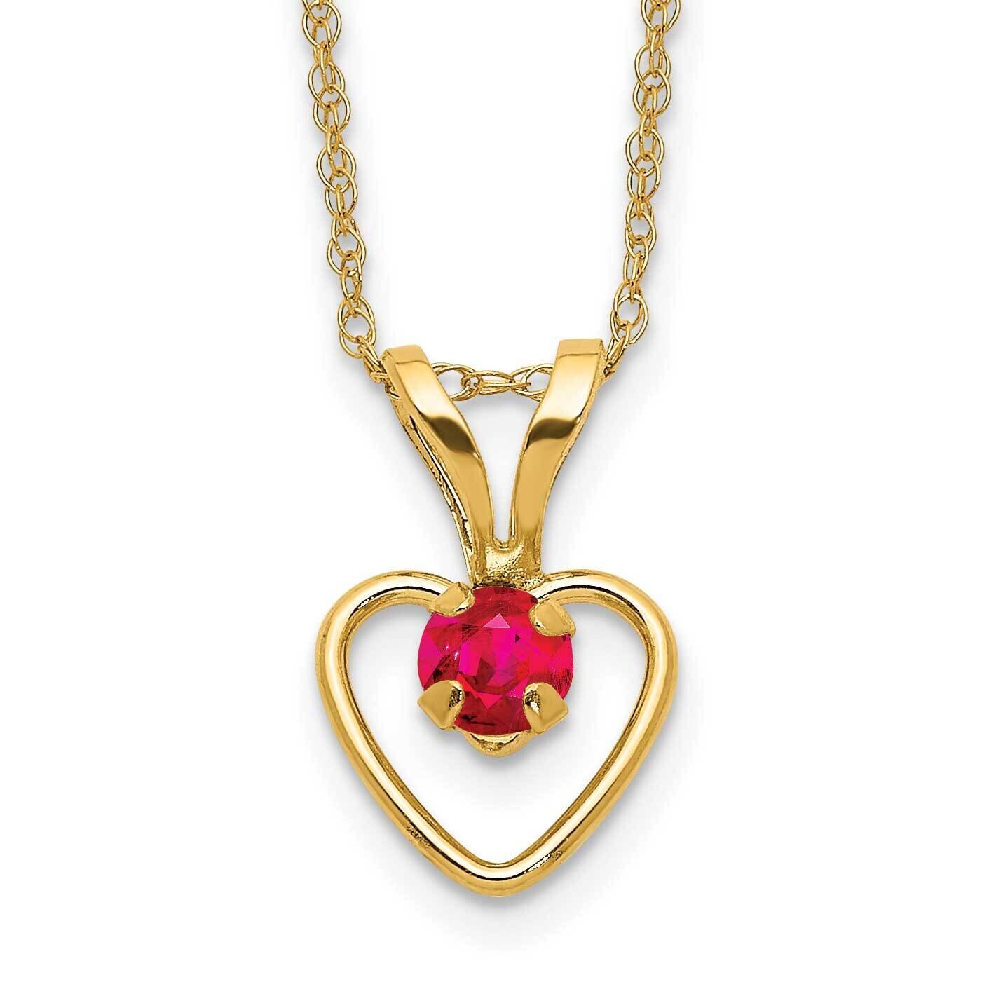 Madi K 3mm Ruby Heart Birthstone Necklace 10k Gold 10GK409-15, MPN: 10GK409-15,