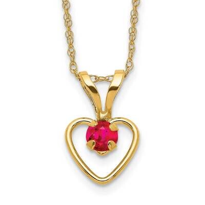 Madi K 3mm Ruby Heart Birthstone Necklace 10k Gold 10GK409-15, MPN: 10GK409-15,