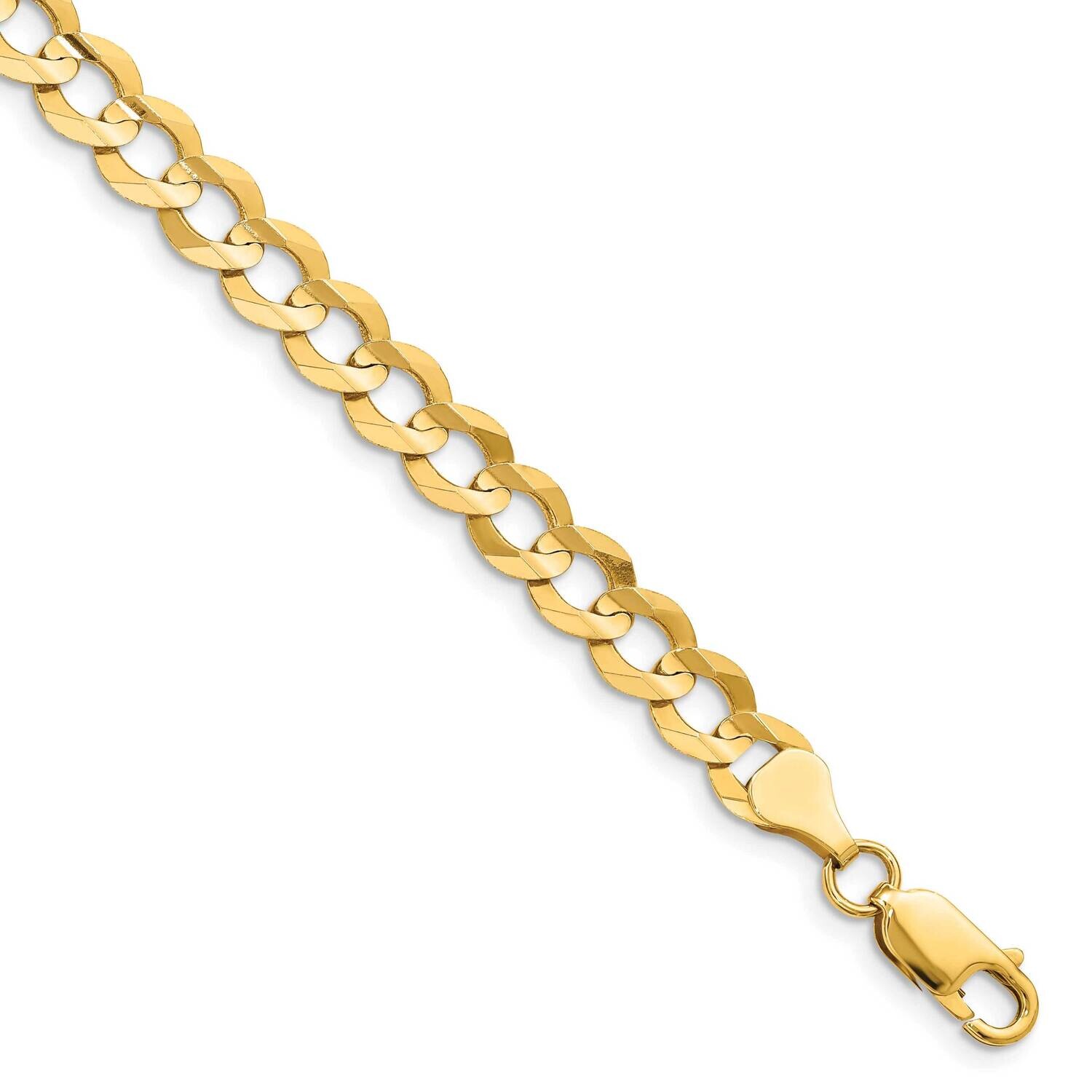7.2mm Lightweight Flat Cuban Chain 9 Inch 10k Gold 10LCB180-9, MPN: 10LCB180-9,