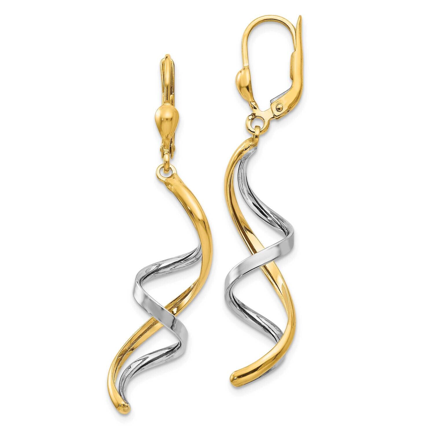 Spiral Leverback Earrings 10k Two-Tone Gold 10PRE305, MPN: 10PRE305,