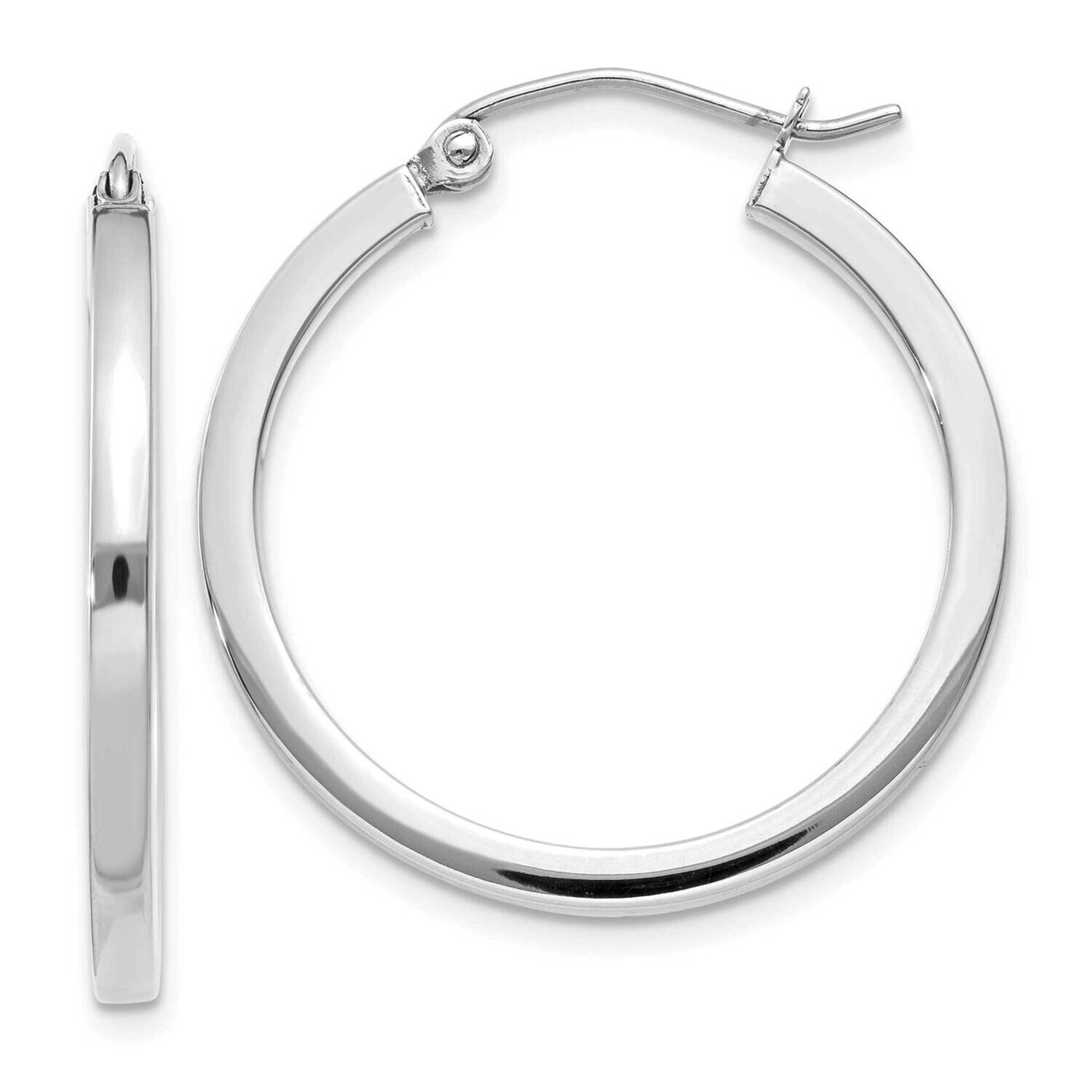 2mm Square Tube Hoops Earrings 10k White Gold 10T1084, MPN: 10T1084,