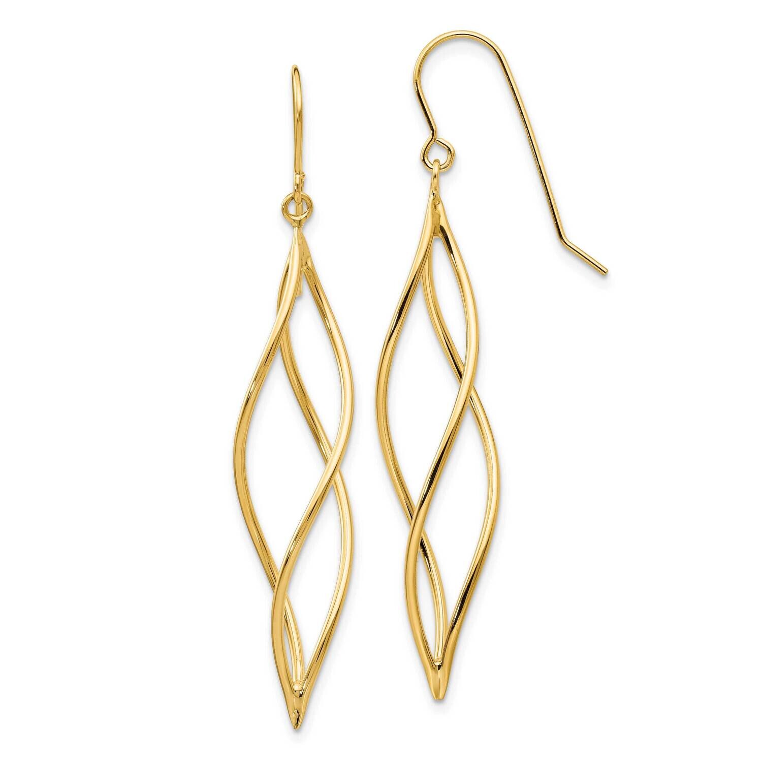 Long Twisted Dangle Earrings 10k Polished Gold 10TL832, MPN: 10TL832,