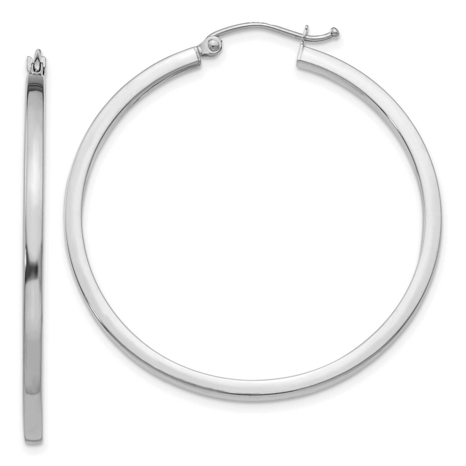 2mm Square Tube Hoops Earrings 10k White Gold 10T1079, MPN: 10T1079,