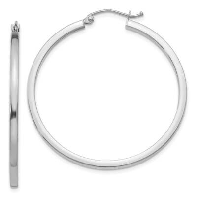 2mm Square Tube Hoops Earrings 10k White Gold 10T1079, MPN: 10T1079,