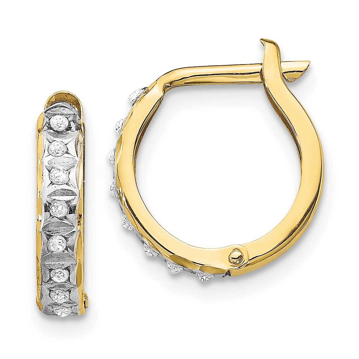 Diamond Fascination Round Hinged Hoop Earrings 10k Gold 10DF177