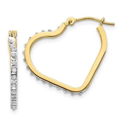 Diamond Fascination Heart Hoop Earrings 10k Gold 10DF258, MPN: 10DF258,