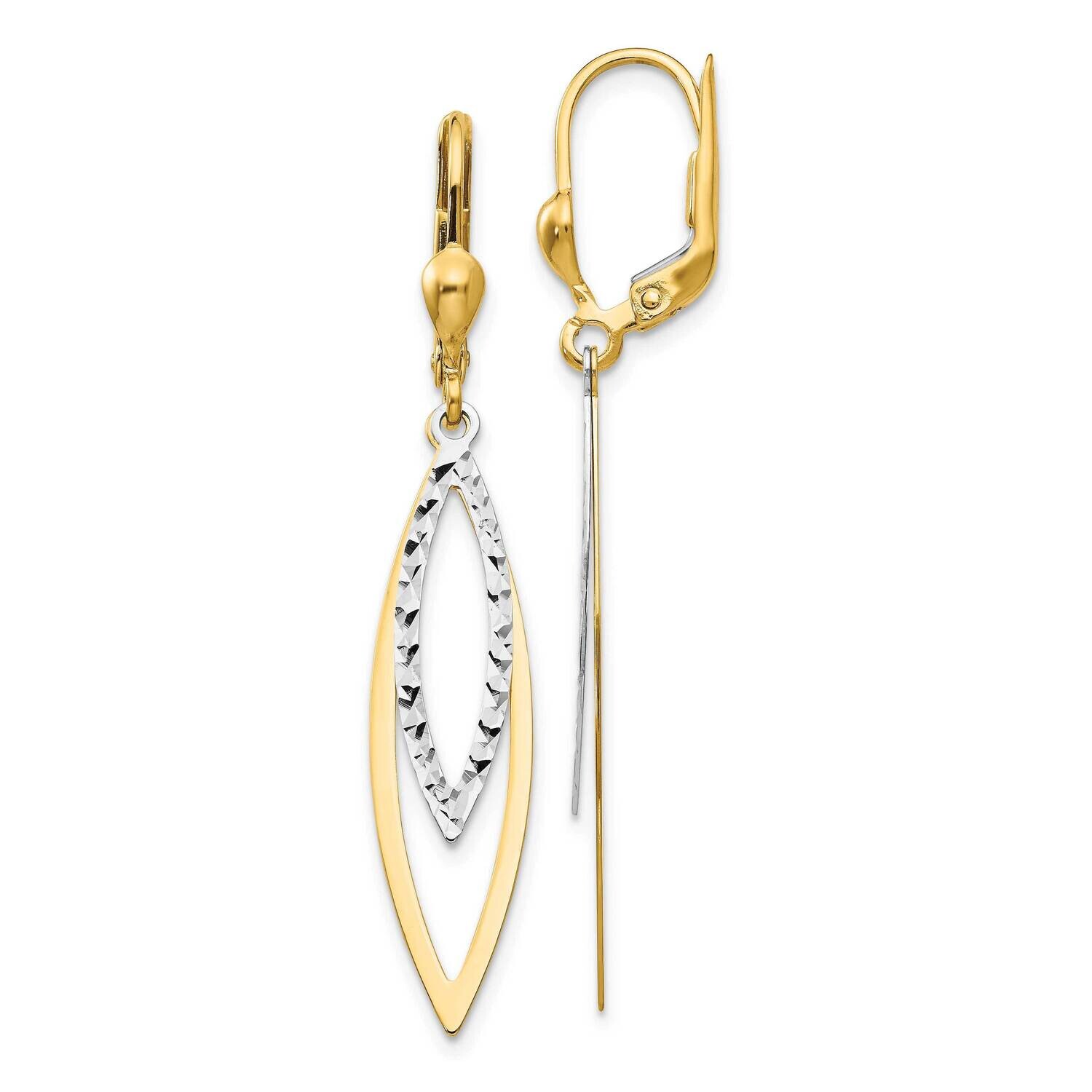 Diamond-Cut Leverback Earrings 10k Two-Tone Gold 10TL305, MPN: 10TL305,