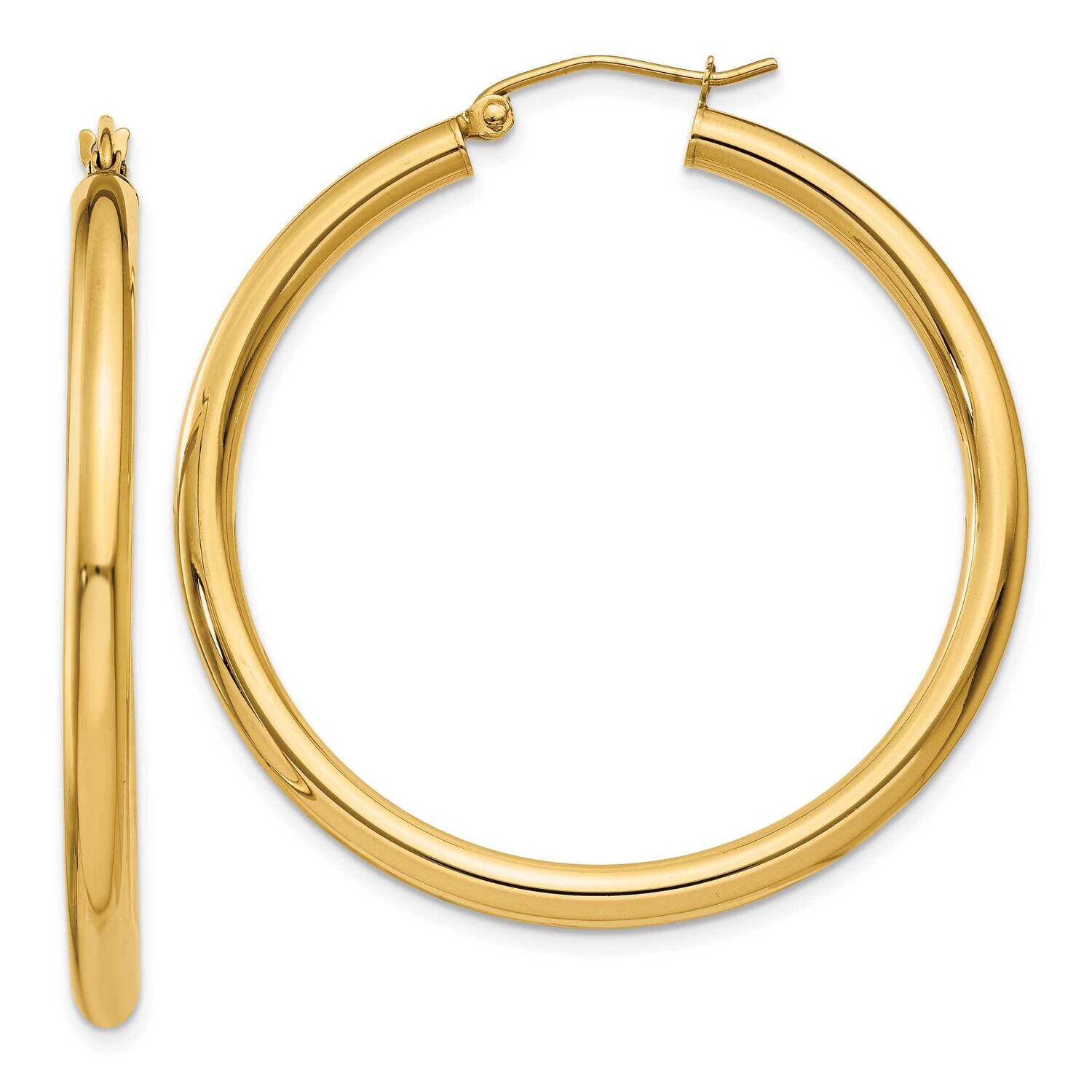 3mm Lightweight Tube Hoop Earrings 10k Polished Gold 10T941L, MPN: 10T941L, 196904097373