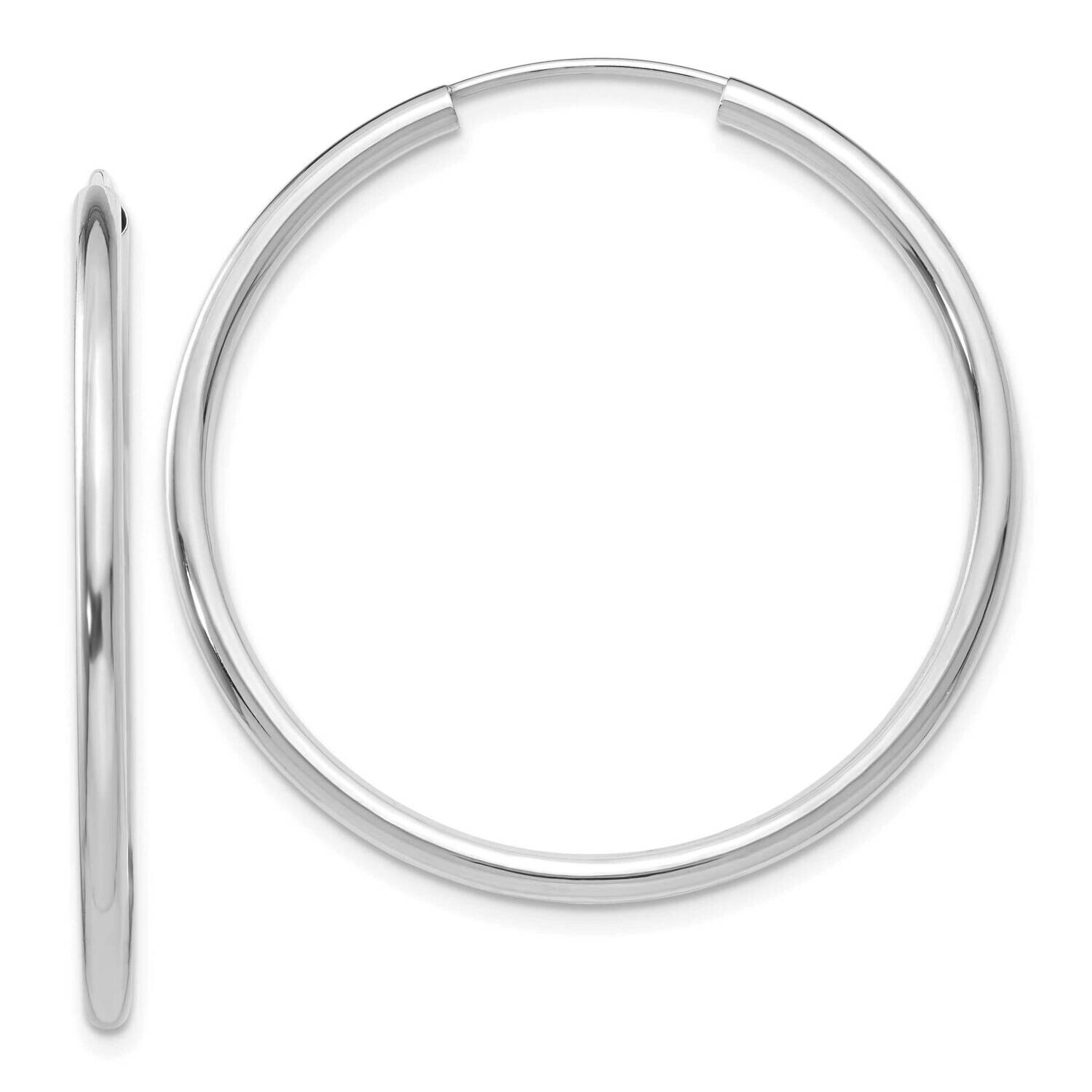 Polished Endless 2mm Hoop Earrings 10k White Gold 10H994, MPN: 10H994,